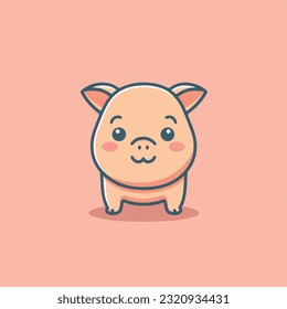 Cute Pig illustration Pig kawaii chibi vector drawing style Pig cartoon