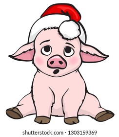 cute pig isolated on white background for design