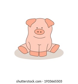 Cute pig isolated on white background. Vector illustration.
