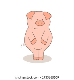 Cute pig isolated on white background. Vector illustration.