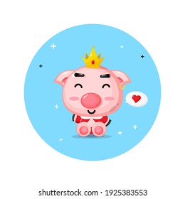 Cute pig king vector design