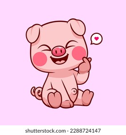 Cute Pig mit koreanischer Liebesschild Hand Cartoon Vektorsymbol Illustration. Tiernatur-Symbol Konzept isolierter Premium-Vektorgrafik. Flachbildkartonstil