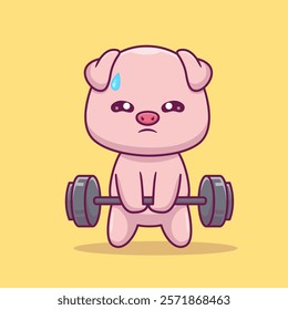 Cute Pig Lifting Barbell Cartoon Vector Icon Illustration. Animal 
Sport Icon Concept Isolated Premium Vector. Flat Cartoon 
Style 