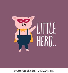 Cute pig little hero vector design for wallpaper, background, fabric and textile