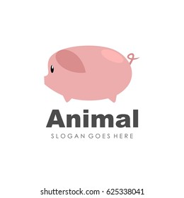 Cute pig logo design vector