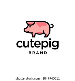 cute pig Logo mascot and icon or cartoon template vector stock illustration