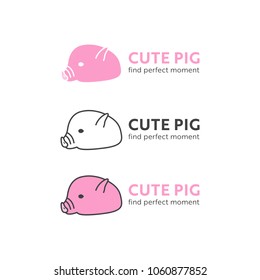 Cute pig logo vector isolated