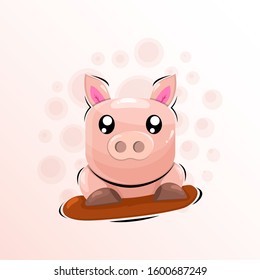 cute pig mascot cartoon design vector