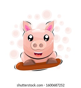 cute pig mascot cartoon design vector