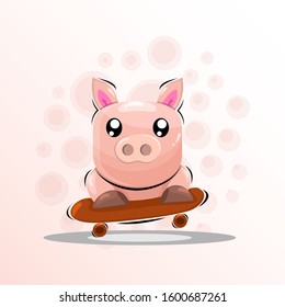 cute pig mascot cartoon design vector
