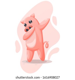 CUTE PIG MASCOT CARTOON VECTOR