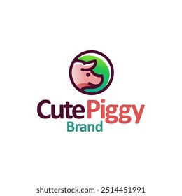 CUTE PIG MASCOT. rosa Schwein Ferkel Logo Maskottchen und Symbol oder Cartoon Vorlage Stockillustration