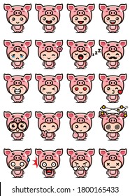 cute pig mascot set design