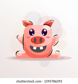 cute pig mascot vector with expressions