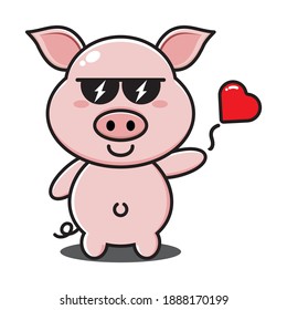 cute pig mascot in white background