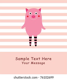 cute pig monster greeting