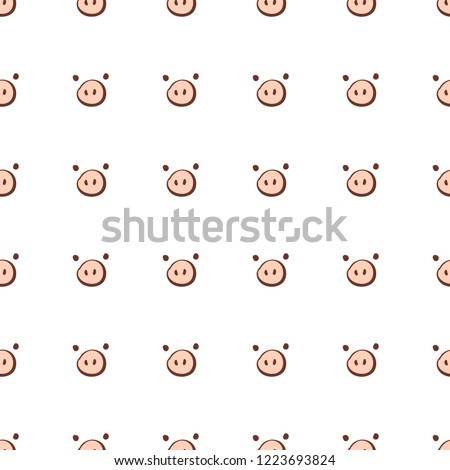 Cute pig nose seamless pattern isolated on white background, vector