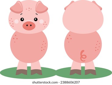 Cute pig on front and back position
