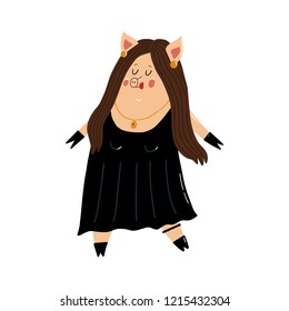 Cute pig on isolated background. Character funny pig. Vector illustration