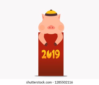 cute pig on the top red angpow