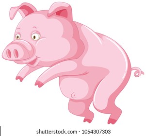 Cute pig on white background illustration