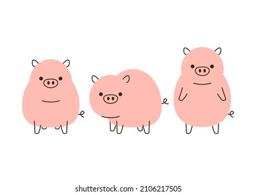 Cute Pig on white background. Pig character design.