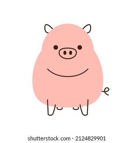 Cute Pig on white background. Pig character design.