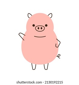 Cute Pig auf weißem Hintergrund. Schweinecharakter.