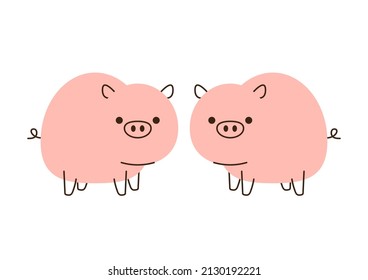 Cerdo lindo sobre fondo blanco. Diseño de caracteres de cerdo.