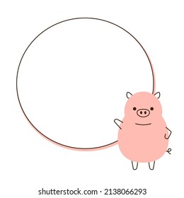 Cute Pig on white background. Pig character design.