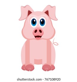 Cute pig on a white background, Vector illustration