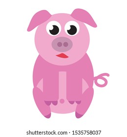 cute pig on whte background - vector