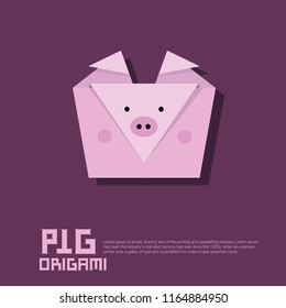 Cute pig origami style vector illustration. simple shape animal drawing for greeting card or decoration poster. 