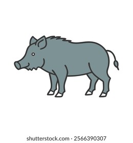 Cute Pig Outline Illustration of a Wild Boar