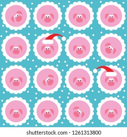 cute pig pattern. zodiac symbol 2019 year. happy new year and merry christmas