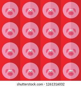 cute pig pattern. Zodiac symbol of the 2019 year