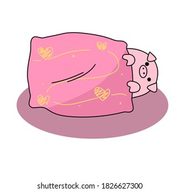 Cerdo lindo con almohada linda
