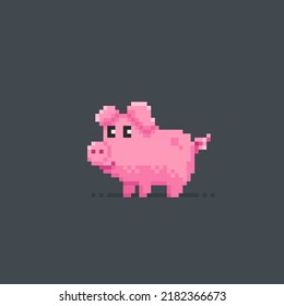 cute pig in pixel art style