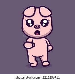 cute pig playing karate cartoon vector icon illustration