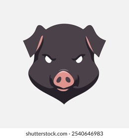Cute pig pork character illustration. Simple animal vector design. Isolated with soft background.