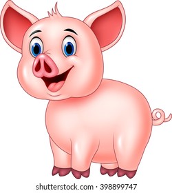 Cute pig posing isolated on white background