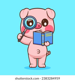 Cute Pig Reading Book With Magnifying Glass Cartoon Vector
Icon Illustration. Animal Education Icon Concept Isolated
Premium Vector. Flat Cartoon Style