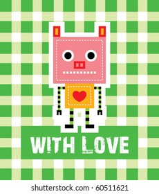 cute pig robot with love