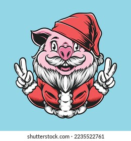 cute pig santa vector character