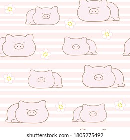 Cute pig seamless pattern. Baby shower design. Seamless pattern can be used for wallpapers, pattern fills, surface textures