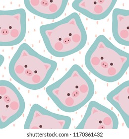 cute pig seamless pattern background, vector illustration