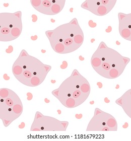 cute pig seamless pattern background, vector illustration