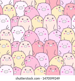Cute pig seamless pattern background. Vector illustrations for gift wrap design.