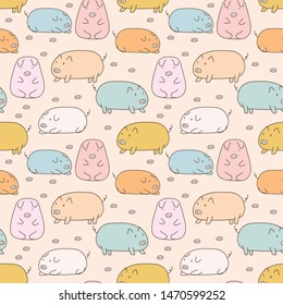 Cute pig seamless pattern background. Vector illustrations for gift wrap design.