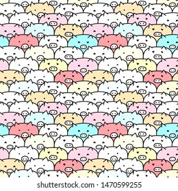 Cute pig seamless pattern background. Vector illustrations for gift wrap design.
